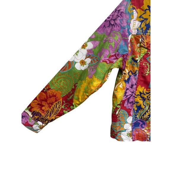 Coldwater Creek Women's Full Zip Colorful Floral Jacket Pockets Size Large - Picture 3 of 9